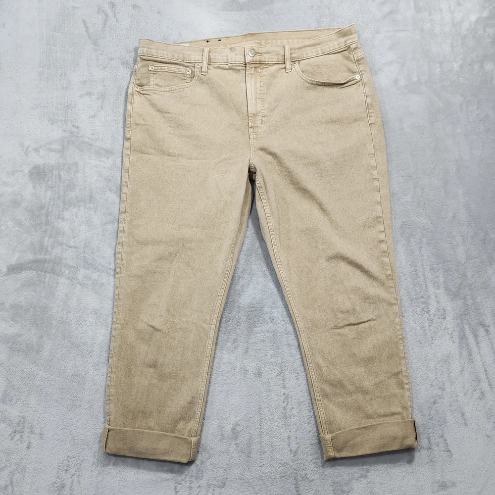 Gap Jeans Womens 18 Beige Khaki Vintage Slim High Rise Tapered Stretch Denim